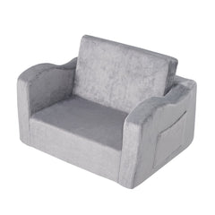 Baby Chair Foldable 2-in-1 Comfy Baby Lounger Couch Kids Sofa Grey
