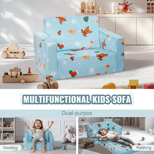 Baby Chair Foldable 2-in-1 Baby Lounger Couch Cartoon Kids Sofa Pink