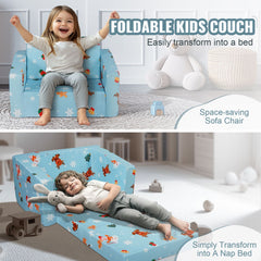 Baby Chair Foldable 2-in-1 Baby Lounger Couch Cartoon Kids Sofa Pink