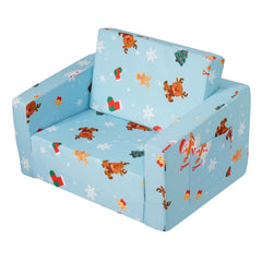 Baby Chair Foldable 2-in-1 Baby Lounger Couch Cartoon Kids Sofa Pink