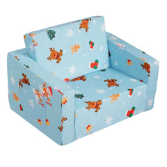 Baby Chair Foldable 2-in-1 Baby Lounger Couch Cartoon Kids Sofa Pink