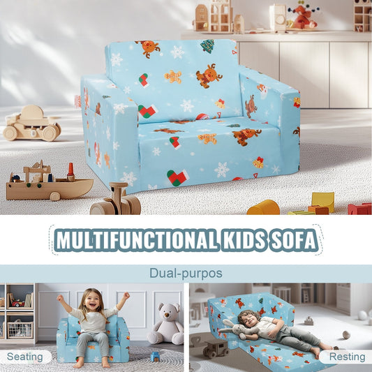 Baby Chair Foldable 2-in-1 Baby Lounger Couch Cartoon Kids Sofa Pink