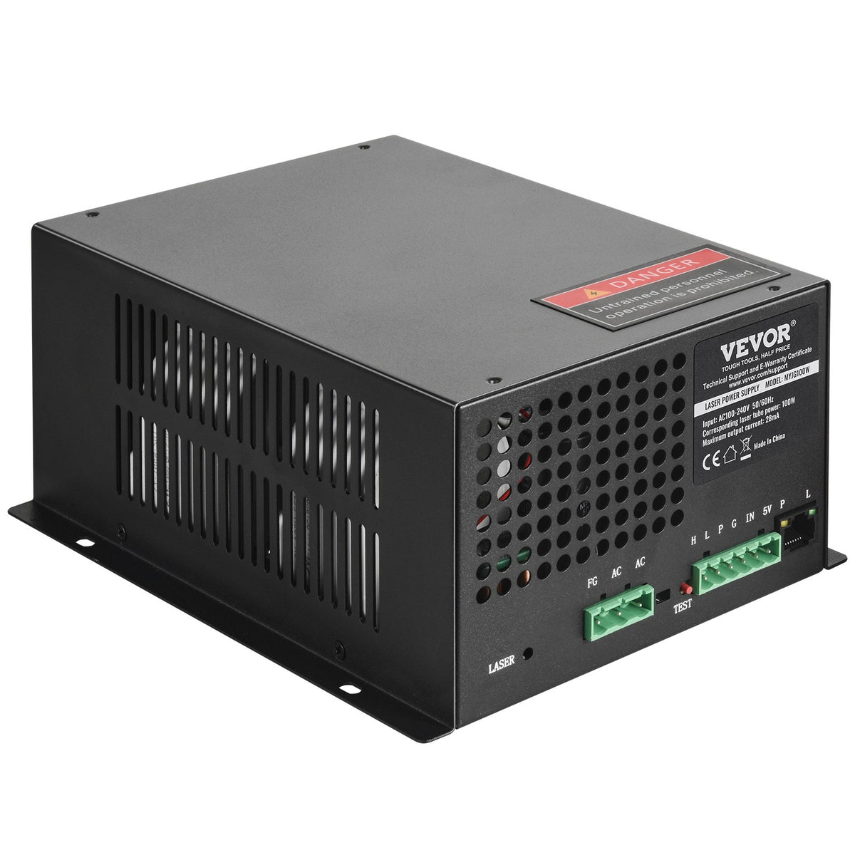 CO2 Laser Power Supply, 100W, Power Supply for 100W Laser Tube, Constant Current Protection, Open Circuit Protection, Fast Heat Dissipation, Compatible for Multi-brand Laser Engravers & Cutters