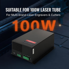 CO2 Laser Power Supply, 100W, Power Supply for 100W Laser Tube, Constant Current Protection, Open Circuit Protection, Fast Heat Dissipation, Compatible for Multi-brand Laser Engravers & Cutters