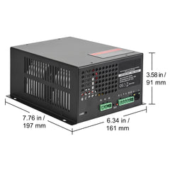 CO2 Laser Power Supply, 80W, Power Supply for 80W Laser Tube, Constant Current Protection, Open Circuit Protection, Fast Heat Dissipation, Compatible for Multi-brand Laser Engravers & Cutters