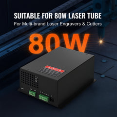 CO2 Laser Power Supply, 80W, Power Supply for 80W Laser Tube, Constant Current Protection, Open Circuit Protection, Fast Heat Dissipation, Compatible for Multi-brand Laser Engravers & Cutters