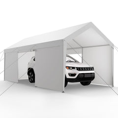 Carport Car Canopy 10x20FT Heavy Duty Car Shelter with Sidewalls White