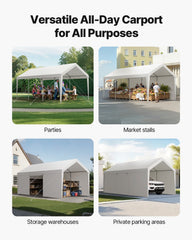 Carport Car Canopy 12x20FT Heavy Duty Car Shelter with Sidewalls Grey
