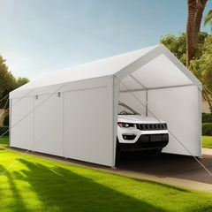 Carport Car Canopy 12x20FT Heavy Duty Car Shelter with Sidewalls Grey