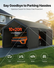 Carport Car Canopy 10x20FT Heavy Duty Car Shelter with Sidewalls White