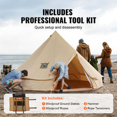 Canvas Bell Tent 3m/9.8ft 4-Season Canvas Tent for Camping with Stove Jack