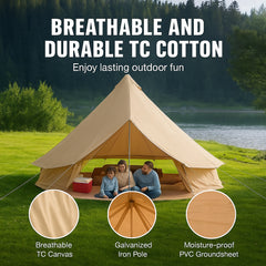 Canvas Bell Tent 4m/13.12ft 4-Season Camping Yurt Tent with Stove Jack