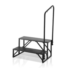 RV Steps, 2-Step RV Stairs, 199.58KGS Load Capacity, Thickened Carbon Steel, With Handrail, Non-Slip Steps for Safe Entry and Exit, Suit for RV, Trailer, Camper Steps