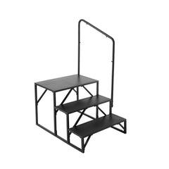 RV Steps, 3-Step RV Stairs, 199.58KGS Load Capacity, Thickened Carbon Steel, With Handrail, Non-Slip Steps for Safe Entry and Exit, Suit for RV, Trailer, Camper Steps