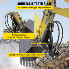 Hydraulic Backhoe Thumb, 45.7cm 1.27cm Thickness Heavy Duty Excavator Thumb, Black Steel Weld On Thumb Attachments with Hydraulic Cylinder, Mechanical Hydraulic Thumb for Backhoe/Excavator