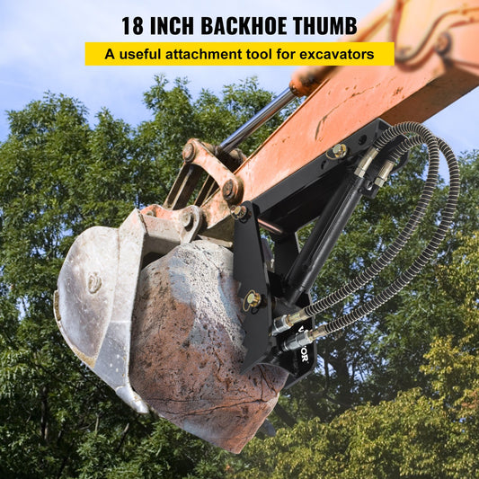 Hydraulic Backhoe Thumb, 45.7cm 1.27cm Thickness Heavy Duty Excavator Thumb, Black Steel Weld On Thumb Attachments with Hydraulic Cylinder, Mechanical Hydraulic Thumb for Backhoe/Excavator
