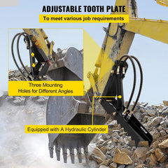 61cm Hydraulic Backhoe Excavator Thumb Attachments Weld On 1.27cm Teeth Thick Steel Plate Assembly 12MM Bolt-On Design with Hydraulic Cylinder
