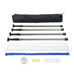 Dust Barrier Poles, 10 Ft Barrier Poles, Dust Barrier System with 4 Telescoping Poles, Magnetic Zipper, Carry Bag and 32.8x13.12 Ft Plastic Film, for Interior Decoration, Painting