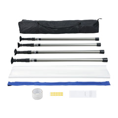 Dust Barrier Poles, 10 Ft Barrier Poles, Dust Barrier System with 4 Telescoping Poles, Magnetic Zipper, Carry Bag and 32.8x13.12 Ft Plastic Film, for Interior Decoration, Painting