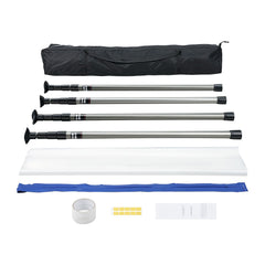 Dust Barrier Poles, 12 Ft Barrier Poles, Dust Barrier System with 4 Telescoping Poles, Magnetic Zipper, Carry Bag and 32.8x13.12 Ft Plastic Film, for Interior Decoration, Painting