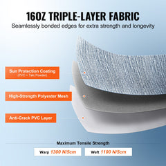RV Awning Fabric Replacement, 6.15m Fabric Length for 6.4m Awning, Heavy Duty 3-Ply 16oz PVC Camper Awning Fabric, Waterproof & UV Protection Outdoor Canopy for RV, Trailer, Motorhome, Blue Fade