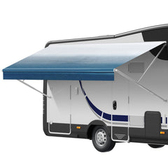 RV Awning Fabric Replacement, 6.15m Fabric Length for 6.4m Awning, Heavy Duty 3-Ply 16oz PVC Camper Awning Fabric, Waterproof & UV Protection Outdoor Canopy for RV, Trailer, Motorhome, Blue Fade