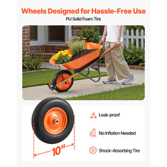 Wheelbarrow Cart One Wheel Garden Dump Cart 330 lbs Yard Utility Cart