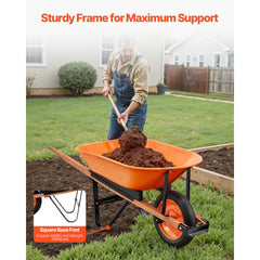 Wheelbarrow Cart One Wheel Garden Dump Cart 330 lbs Yard Utility Cart