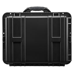 2.5 Cu.ft Weatherproof Hard Case, Waterproof Hard Case with Rolling Wheels and Retractable Pull Handle, IP67 Waterproof Protective Case with 4 Clips, 4 Padlock Holes, and Foam Inserted, Black