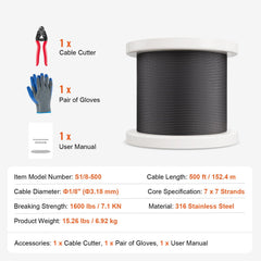 T316 Stainless Steel Cable 3.18mm 7x7 Steel Wire Rope 152.4m Cable Railing