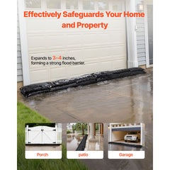 Flood Barrier, 10 Pack, 1530 x 210 mm Flood Bags with Bucket, Reusable Water Absorbent Barrier Activated by Water, Sandless Sandbags Blockage, Flooding Prevention Bags for Basement, Garage, Doorway