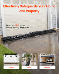 Flood Barrier, 10 Pack, 1530 x 210 mm Flood Bags with Bucket, Reusable Water Absorbent Barrier Activated by Water, Sandless Sandbags Blockage, Flooding Prevention Bags for Basement, Garage, Doorway