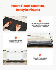 Flood Barrier, 10 Pack, 430 x 830 mm Flood Bags with Bucket, Reusable Water Absorbent Barrier Activated by Water, Sandless Sandbags Blockage, Flooding Prevention Bags for Door, Basement, Garage