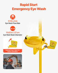 Emergency Shower Eye Wash Station, 34.25 x 15.75 x 91.73 Inch 304 Stainless Steel Eyewash and Shower Combination, OSHA-Approved First Aid Eye Wash Station, for Schools, Labs, Factories, Yellow