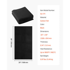 Carbon Felt Welding Blankets, 2-Pack 508mm x 914mm Flame Retardant Welding Blanket, Up to 1800°F Heat Resistant Safety Protection Blanket, 3.5mm Thickened Carbon Fiber Fireproof Insulation Mat