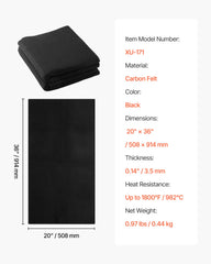Carbon Felt Welding Blankets, 2-Pack 508mm x 914mm Flame Retardant Welding Blanket, Up to 1800°F Heat Resistant Safety Protection Blanket, 3.5mm Thickened Carbon Fiber Fireproof Insulation Mat