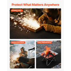 Carbon Felt Welding Blanket, 1016mm x 1016mm Flame Retardant Welding Blanket, Up to 1800°F Heat Resistant Safety Protection Blanket, 3.5mm Thickened Carbon Fiber Fireproof Insulation Mat Pad