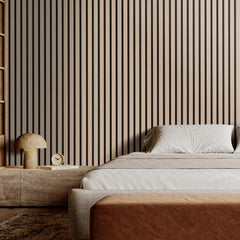 Wood Slat Acoustic Panels, 7.9 x 94.5 inch, MDF Accent Wooden Wall Panels for Modern Interior Wall Decor, Faux Wood Wall Board Panels for Noise Reduction, Silver Wood