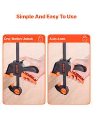 Bar Clamps for Woodworking, 2-Pack 30.48 cm and 2-Pack 15.24 cm, One-Handed Clamp/Spreader, Quick-Grip F-Clamp with 70 kg Load Limit, Premium Plastic and Steel, for Woodworking Metal working