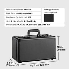 Graded Card Storage Box, 4 Slots, Graded Sports Cards Holder Carrying Case with Coded Lock Foam Dividers, for 108 PSA Graded Cards 76 BGS Cards 84 SGC Cards 388 Top Loaders or 999+ Loose Cards