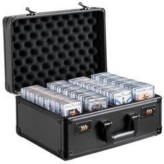 Graded Card Storage Box, 4 Slots, Graded Sports Cards Holder Carrying Case with Coded Lock Foam Dividers, for 108 PSA Graded Cards 76 BGS Cards 84 SGC Cards 388 Top Loaders or 999+ Loose Cards