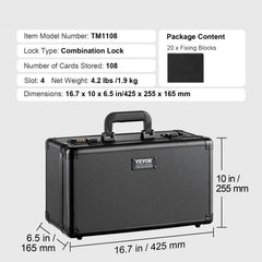 Graded Card Storage Box, 4 Slots, Graded Sports Cards Holder Carrying Case with Coded Lock Foam Dividers, for 108 PSA Graded Cards 76 BGS Cards 84 SGC Cards 388 Top Loaders or 999+ Loose Cards