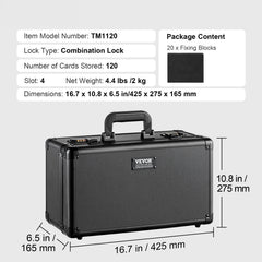 Graded Card Storage Box, 4 Slots, Graded Sports Cards Holder Carrying Case with Coded Lock Foam Dividers, for 120 PSA Graded Cards 84 BGS Cards 96 SGC Cards 428 Top Loaders or 999+ Loose Cards
