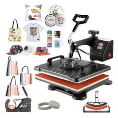1400W Heat Press Machine 8 In 1 Sublimation Steel Frame Heat Presses with Temperature And Time Control (12X15INCH 8IN1)