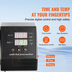 1400W Heat Press Machine 8 In 1 Sublimation Steel Frame Heat Presses with Temperature And Time Control (12X15INCH 8IN1)