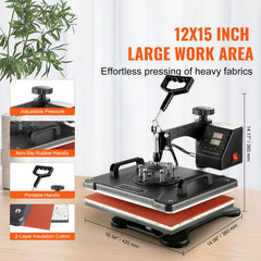 1400W Heat Press Machine 8 In 1 Sublimation Steel Frame Heat Presses with Temperature And Time Control (12X15INCH 8IN1)