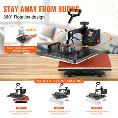 1400W Heat Press Machine 8 In 1 Sublimation Steel Frame Heat Presses with Temperature And Time Control (12X15INCH 8IN1)