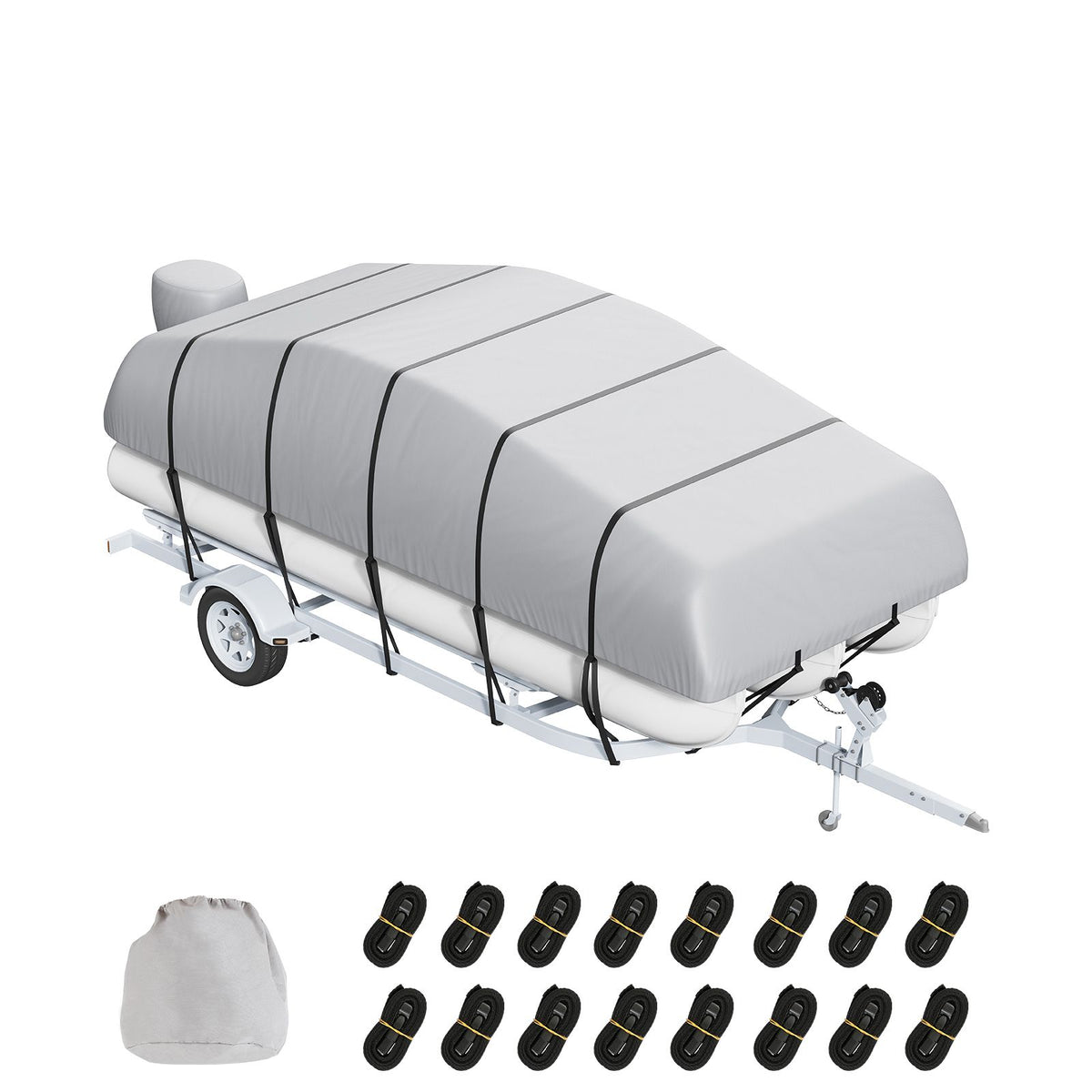 Pontoon Boat Cover 800D Waterproof Trailerable 19-20 ft with Storage Bag