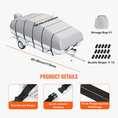 Pontoon Boat Cover 800D Waterproof Trailerable 19-20 ft with Storage Bag