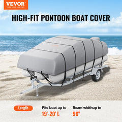 Pontoon Boat Cover 800D Waterproof Trailerable 19-20 ft with Storage Bag